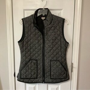 Daniel Cremieux Women's Quilted Vest - Black & Gray Size L Full Zip Collar Warm